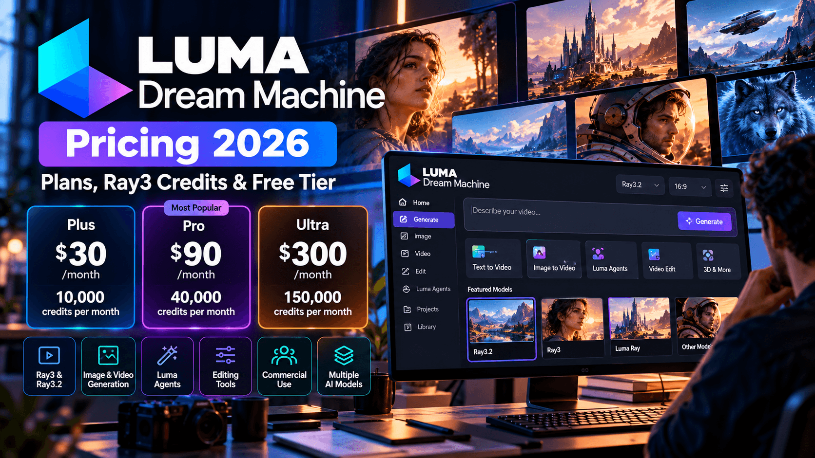 Luma Dream Machine Pricing 2026: Plans, Ray3 Credits & Free Tier